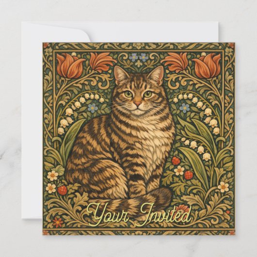 Elegante vintage kat bloemrijke botanische kaart (Voorkant)