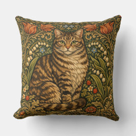 Elegante vintage kat bloemrijke botanische kussen