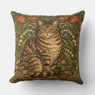 Elegante vintage kat bloemrijke botanische kussen