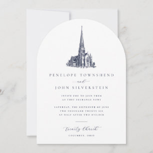 Elegante Vintage Kerktillustratie Trouwboog Kaart