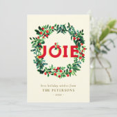 Elegante Vintage Kerst Berry Krans Joy Feestdagenkaart (Staand voorkant)