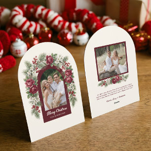 Elegante Vintage Kerst Bloemstuk Boog Foto Feestdagenkaart