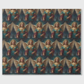 Elegante vintage kerst engel cadeaupapier (Vlak)