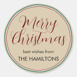 Elegante vintage kerst grillen ronde sticker