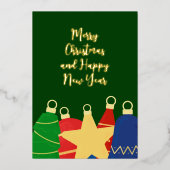 Elegante vintage kerst ornamenten folie feestdagenkaart (Voorkant)