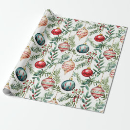 Elegante vintage kerst Ornamenten inpakpapier