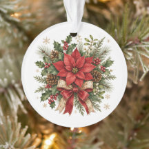 Elegante Vintage Kerst Poinsettia Hulst Dennentak