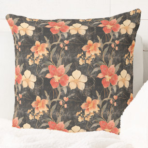 Elegante Vintage Kerst Rood & Goud Poinsettia Kussen