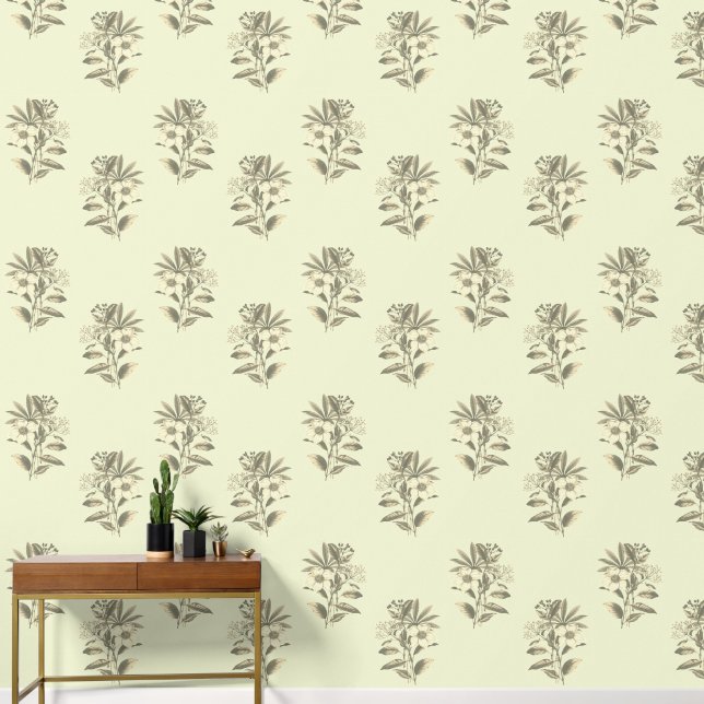 Elegante Vintage Kerst Roos Beige Bloem Behang (Hal)