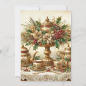 Elegante Vintage Kerst Thee Feest Uitnodiging (Achterkant)