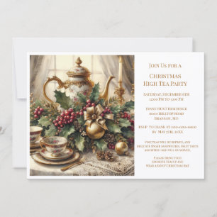 Elegante Vintage Kerst Thee Party   Kaart
