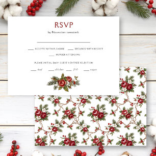 Elegante Vintage Kerst Winter Bloemen RSVP Kaartje