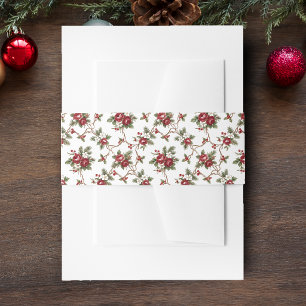 Elegante Vintage Kerst Winter Bloemen Uitnodigingen Wikkel