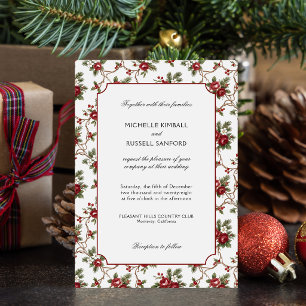 Elegante Vintage Kerst Winter Bloemig Kaart