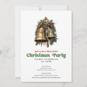 Elegante vintage kerstbel feest uitnodiging (Voorkant)