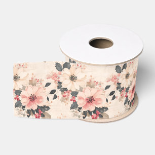 Elegante Vintage Kerstbloem & bessen Roze Grosgrain Lint
