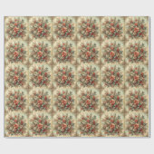 Elegante vintage kerstbloemen cadeaupapier (Vlak)