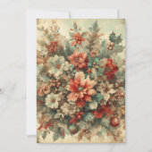Elegante vintage kerstbloemen feest kaart (Voorkant)