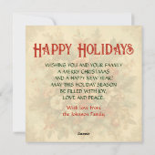 Elegante vintage kerstbloemen feestdagenkaart (Achterkant)