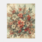 Elegante vintage kerstbloemen fleece deken (Voorkant)