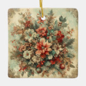 Elegante vintage kerstbloemen keramisch ornament (Voorkant)