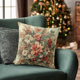 Elegante vintage kerstbloemen kussen