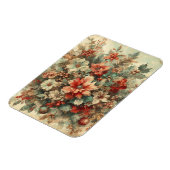 Elegante vintage kerstbloemen magneet (Linkerzijde)