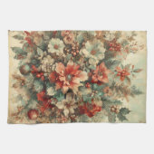 Elegante vintage kerstbloemen theedoek (Horizontaal)