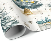 Elegante vintage kerstbomen cadeaupapier (Rol Hoek)