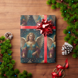 Elegante Vintage Kerstengel Cadeaupapier