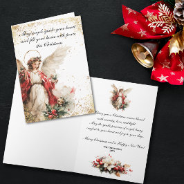 Elegante Vintage Kerstengel Feestdagen Kaart