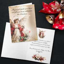 Elegante Vintage Kerstengel Feestdagen Kaart