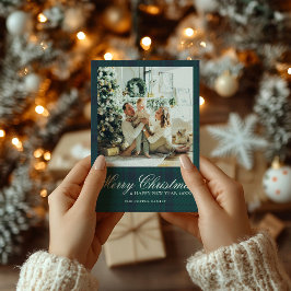 Elegante vintage kerstfoto feestdagenkaart