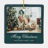 Elegante vintage kerstfoto keramisch ornament (Achterkant)