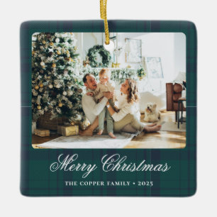 Elegante vintage kerstfoto keramisch ornament