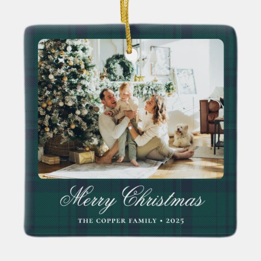 Elegante vintage kerstfoto keramisch ornament (Voorkant)