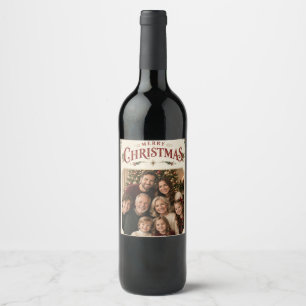 Elegante vintage kerstfoto, retro frame stijl wijn etiket