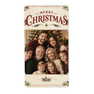 Elegante vintage kerstfoto, retro lijststijl etiket