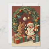 Elegante Vintage Kerstkrans Ornamenten Feestdagenkaart (Voorkant)