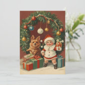 Elegante Vintage Kerstkrans Ornamenten Feestdagenkaart (Staand voorkant)