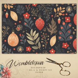 Elegante Vintage Kerstmis Bauble Decoupage Tissuepapier