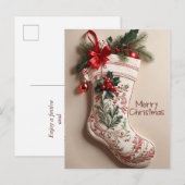 Elegante Vintage Kerstmis Feestelijke Kous Feestdagenkaart (Voorkant / Achterkant)