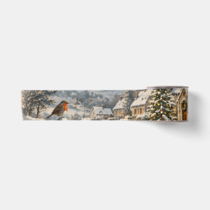 Elegante Vintage Kerstmis, Retro ansichtkaart stij Satijnen Lint