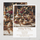 Elegante Vintage Kerstthee Uitnodiging (Voorkant / Achterkant)