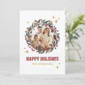 Elegante vintage kerstvakantie Fotobericht Feestdagenkaart (Staand voorkant)