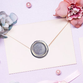 Elegante Vintage Klasse Initialen Lavendel Bruilof Ronde Sticker