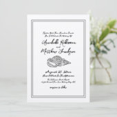 Elegante Vintage Klassieke Schelp Strand Bruiloft Kaart (Staand voorkant)