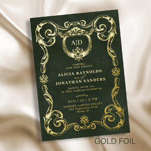 Elegante vintage klassieke smaragdgroene gouden tr folie uitnodiging