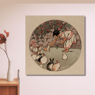 Elegante Vintage Konijnen Kunst Charmerende Cottag Poster