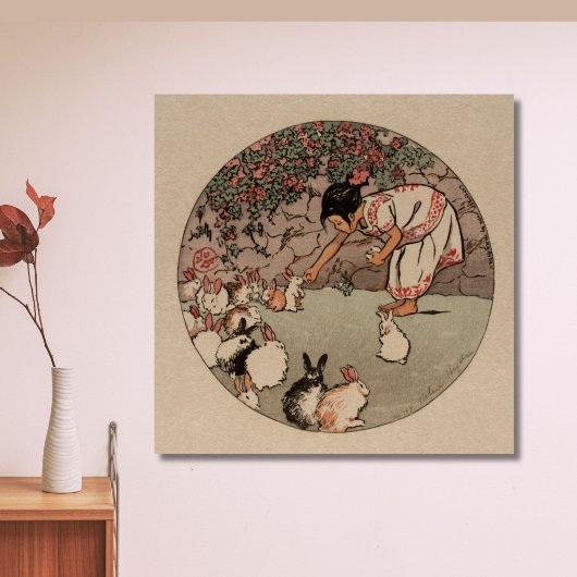 Elegante Vintage Konijnen Kunst Charmerende Cottag Poster